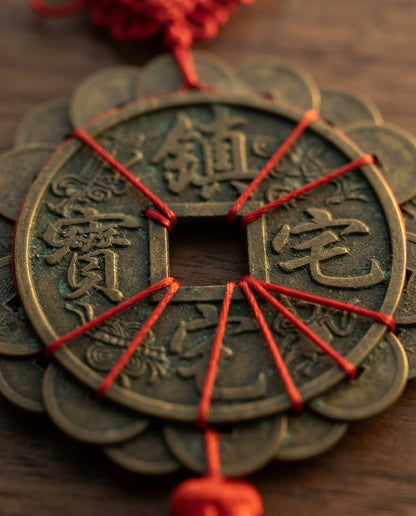Taoist Twelve Emperor Coins Plum Blossom Feng Shui Hanging Charm – Home Protection & Wealth Attracting Copper Ornament