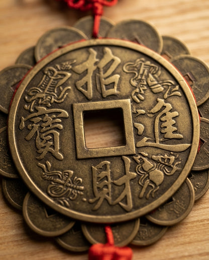 Taoist Twelve Emperor Coins Plum Blossom Feng Shui Hanging Charm – Home Protection & Wealth Attracting Copper Ornament