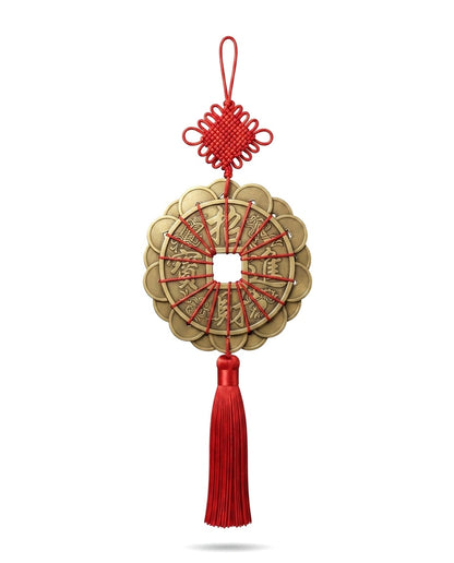 Taoist Twelve Emperor Coins Plum Blossom Feng Shui Hanging Charm – Home Protection & Wealth Attracting Copper Ornament