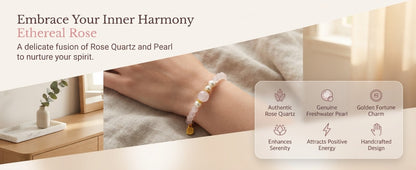 Rose Quartz Pearl Bracelet – Elegant Crystal Bracelet for Gentle Energy, Harmony & Positive Connections