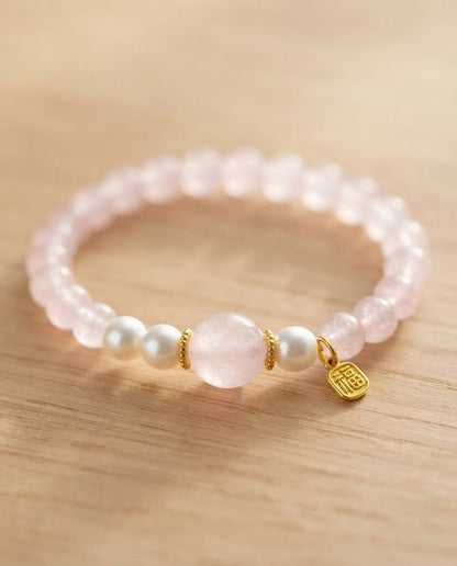 Rose Quartz Pearl Bracelet – Elegant Crystal Bracelet for Gentle Energy, Harmony & Positive Connections